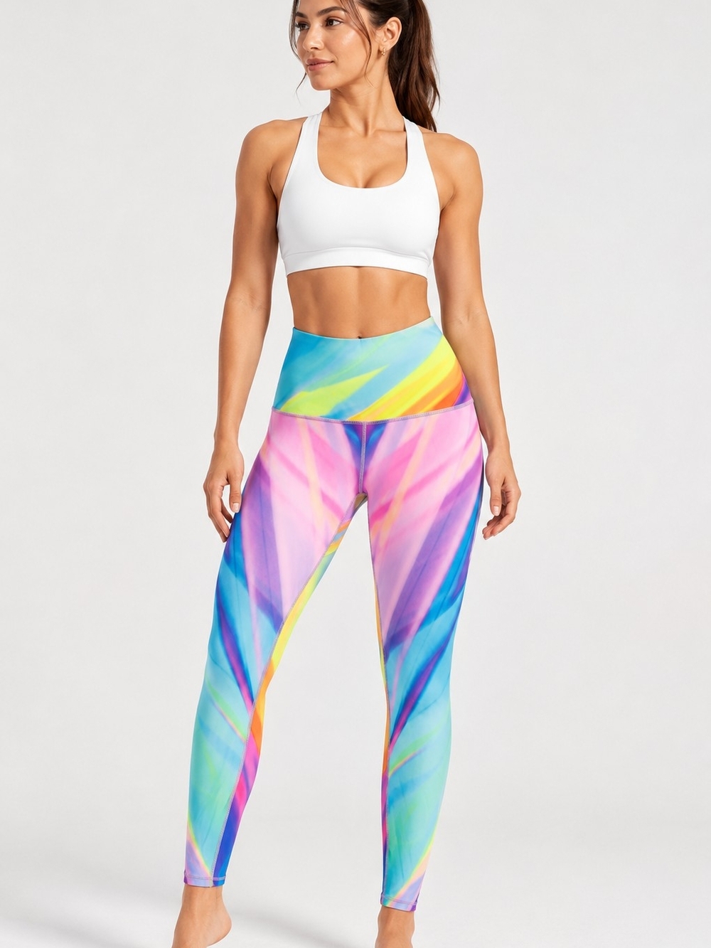 Source Unknown Rainbow Swirl High-Waist Leggings